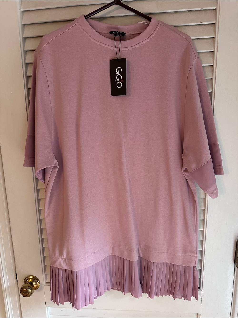 GIGIO Pink Chiffon Pleated-Hem Mini Dress